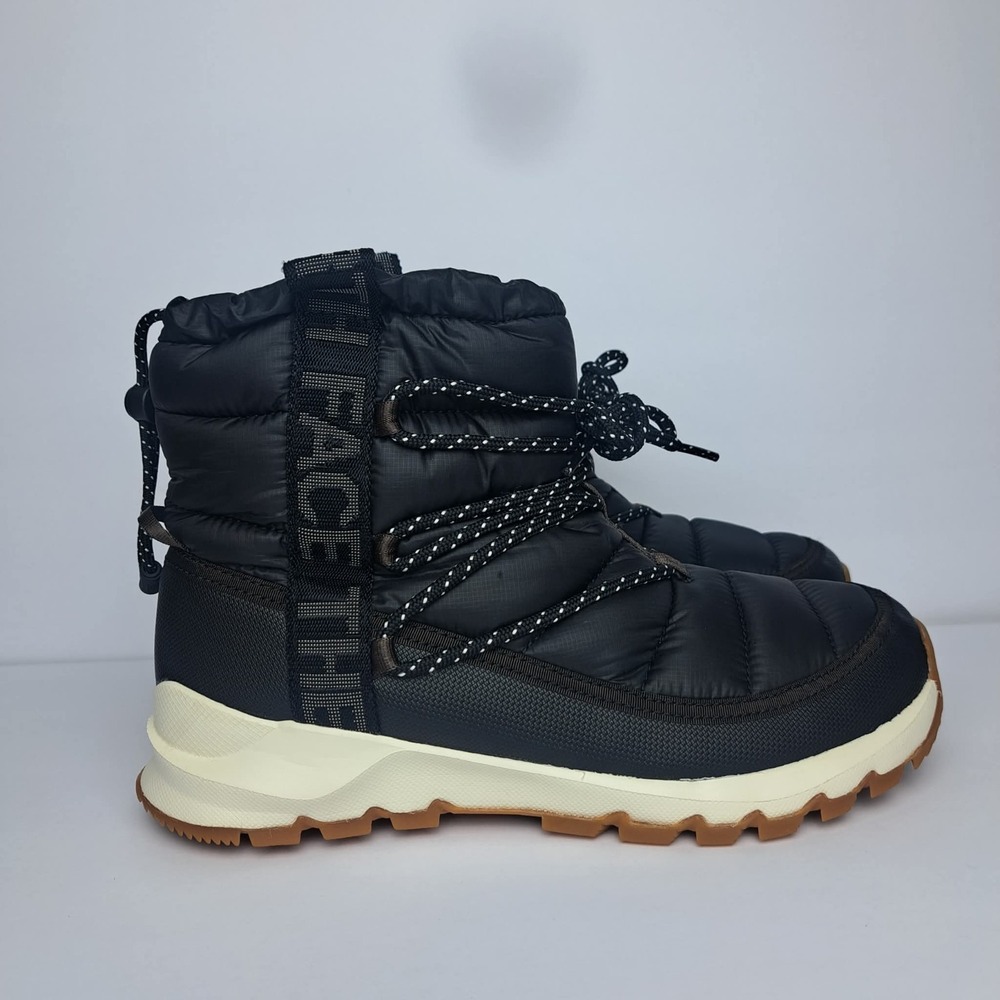 The North Face Thermoball Lace Up Boots Black White Womens Size 9 Snow Winter